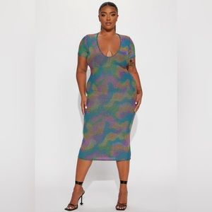 Plus size illusion midi dress